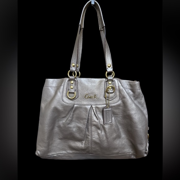 Coach Ashley Steel Leather Carryall Bag - Picture 1 of 10